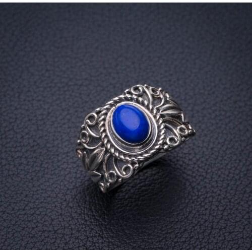 StarGems Natural Lapis Lazuli Handmade 925 Sterling Silver Ring 7 E2426