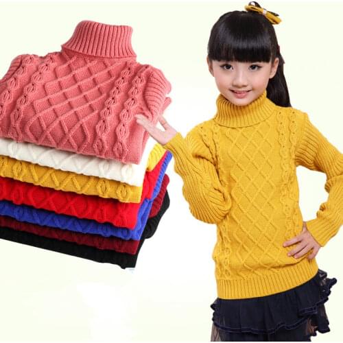 Baby teenage boys Sweater Girls Sweaters turtleneck winter thicken warm Knitted Kids Clothing Girls Pullover 8 10 12 14 years