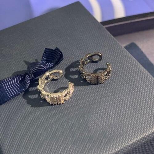 UMGODLY 1pc Ear Cuff Silver Color Mono White Chain Link Sliding Ear Cuff Dark Grey Clip Earring for Women Fashion Jewelry