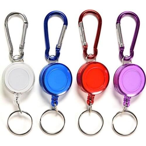 Retractable Ski Pass ID Card Badge Reel Holder Carabiner Recoils Key Chain Ring Multi-purpose Key Chain Outdoor Tools
