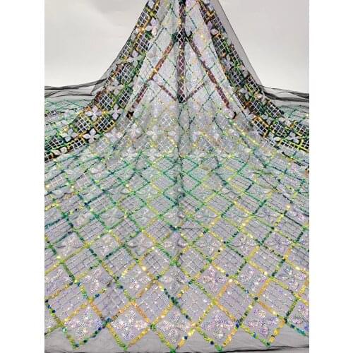 Embroidered African Mesh Lace Fabric Sequined Lace Fabric High Quality Lace Fabric Nigeria Mesh Lace D4209