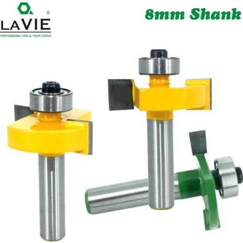 1pc 8mm Shank T-Sloting Router Bit Bit with Bearing Wood Slot Milling Cutter T Type Rabbeting Woodwork Tool for Wood MC02091