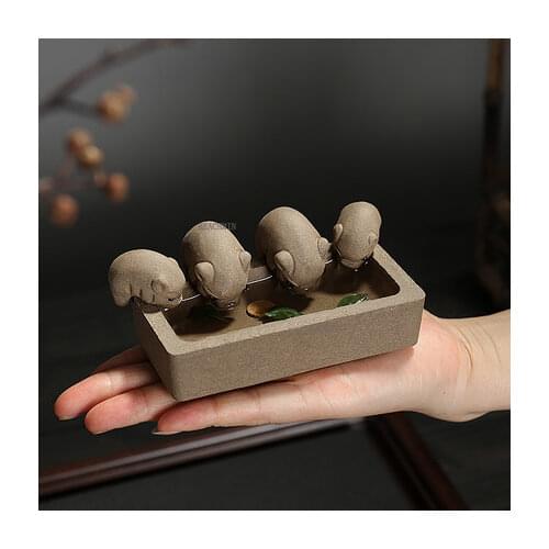 1pcs Purple Clay Tea Pet Little Pigs Drink Water Chinese Crude Pottery Kung Fu Tea Set Home Decoration Tea Accessories