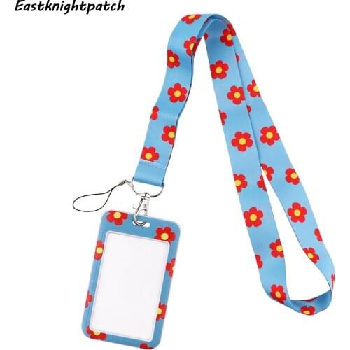 12pcs/lot E3126 Flower Necklack Lanyard Key Gym Strap Multifunction Mobile Phone Decoration With Cartoon Card Holder Cover