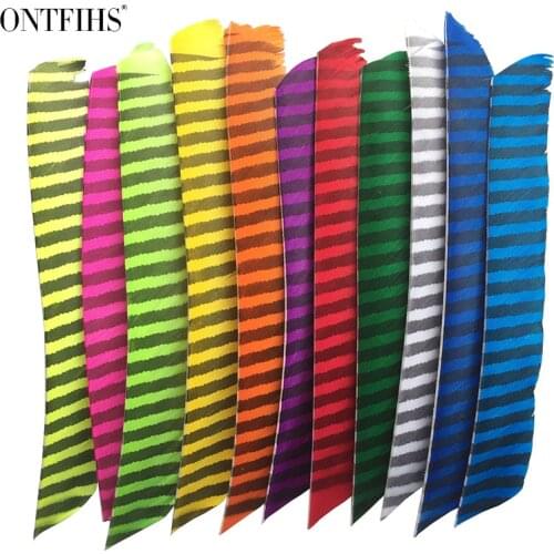 50Pcs/Lot ONTFIHS Archery Fletches Striped Full length Real Turkey Feather Arrow Feather Fletchings