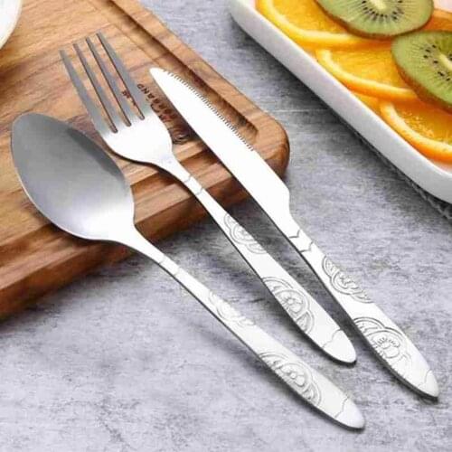 7pcs Set Durable Knifes Fork Spoon Stainless Steel Cutlery For Home Hotel Festival Party Cutlery Set Tableware Travel Supplies