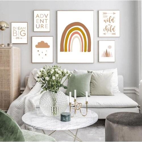 Abstract Rainbow Nursery Quotes Children Canvas Art Print Minimalist Wall Picture Painting Nordic Kid Baby Room Decor