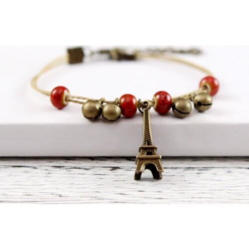 Bracelet String Wholesale Handmade Iron Tower Bell 2020 Retro Folk Customs Ethnic Gift Ceramic Alloy Jewelry For Women