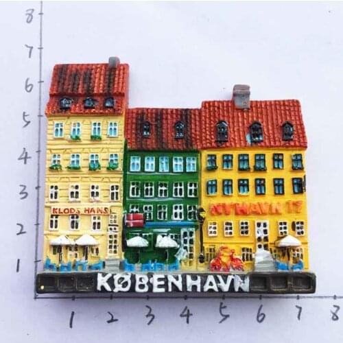 Hot Copenhagen Denmark Fridge Magnet New Harbor Colorful Street House Tourist Souvenir Magnetic Refrigerator Sticker Home Decor