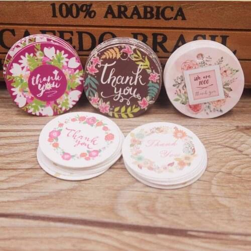 Hot sale new 3x3cm thank you style flower print tag 200pcs /200tag with 200pcs string for wedding /party /products show