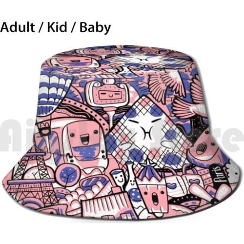 Kawaii Paris " The City Of Love " - Beautiful And Cute Paris Design - Gift For Paris Lovers Sun Hat