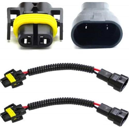 2PC 9006 To H11 H8 Headlight Fog Light Conversion Connector Wiring Harness Plug Cable Socket Connector Repair Kit