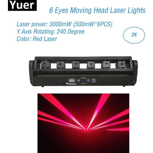 2Pcs/Lot 6 Eyes Moving Head Laser Lights DJ Club KTV Bar Projector Lighting effect Lamp Sound Party Stage Laser Disco Light