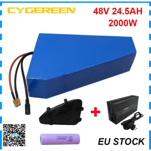 1000W 48V 24.5AH Lithium battery 2000W 48V 24AH ebike battery 48 V Triangle use samsung 3500mah cell 30A / 50A BMS With bag
