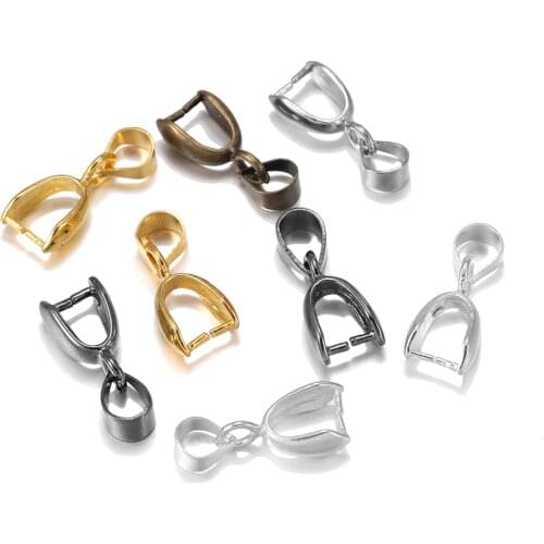 20pcs/lot Copper Charm Bail Beads Melon Seeds Buckle 17x6mm Plated Pendants Clasp Clips For DIY Jewelry Making Necklace Supplies