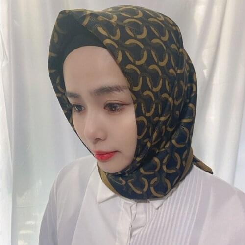 90*90CM Fashion New Silk Solid Muslim Scarf Ladies Shawls and Wraps Soft Female Foulard Hijab Stoles Head Underscarves