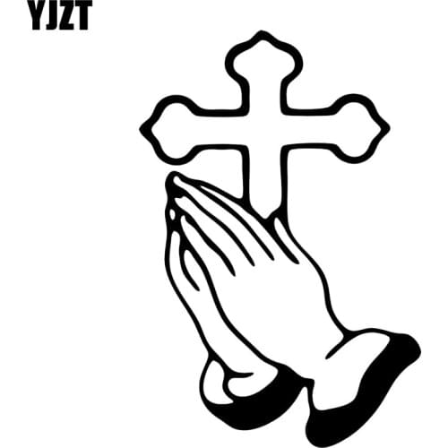 YJZT 11.3*16.8CM Interesting Cross Finger Print Car Sticker Graphic Motorcycle Accessories Black Silver Vinyl C12-0104