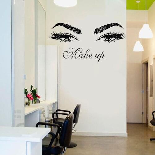 Eyelash Decals Eyelashes Makeup Wall Decal Window Sticker Beauty Salon Wall Posters Eyebrows Self Adhesive Vinyl Stickers A423