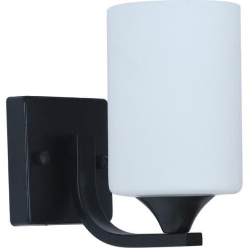 Nordic Minimalist Cylindrical Iron Wall Lamp Frosted Glass Lamp Shade Bedroom Beside Lamps Asile Decor Bathroom Mirror Light E27