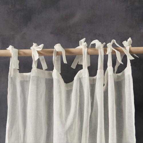 Brand Natural 100% Linen Semi-blackout Curtains Pure Linen Solid White Grey Curtain Drapes for Cafe Bedroom Eco-friendly Fabrics