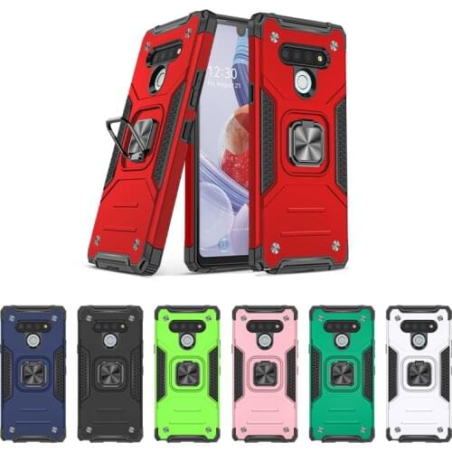 Shockproof Anti-drop Armor Finger Ring Holder PC + TPU Magnetic Phone Case Cover for LG K22 K40S K51 Stylo 5 Stylo 6 7 Aristo4