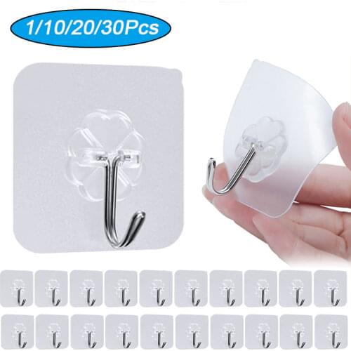 Transparent Hooks for Bathroom Self Adhesive Door Wall Hook Hanger Suction for Kitchen Storage Garlands Towel Hanging Hooks