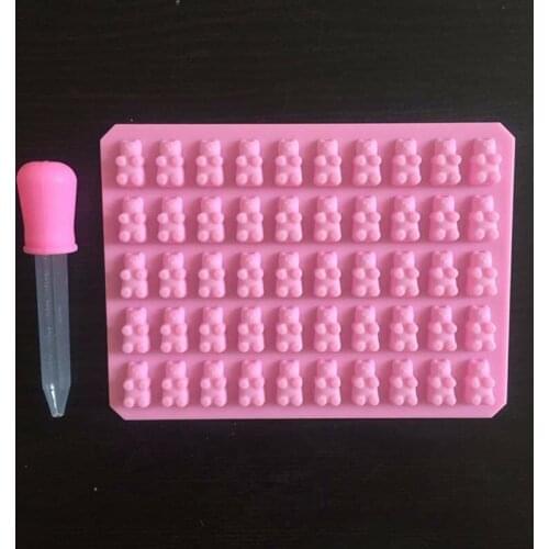 Gummy Bears Silicone Mold 50 Cavity Hard Silicone Candy Chocolate Dessert Mold Fondant Cake Decorating Baking Tool F0192A