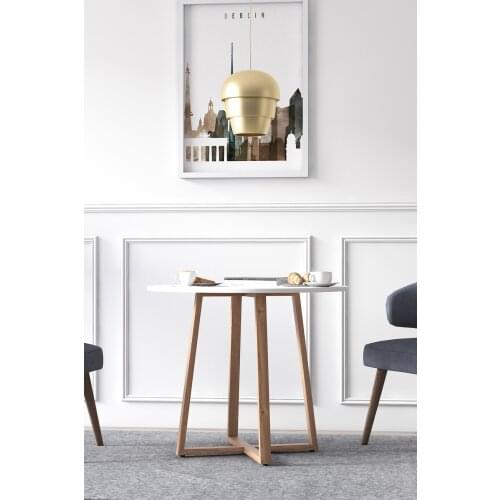 Loom Round Table Wooden Leg Opaque White