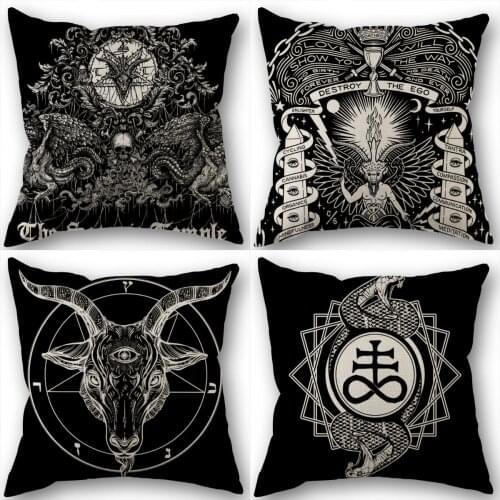 Baphomet Art Pillowcase Cotton Linen Fabric Square Zippered Pillow Cover For Office Family Decoration 45X45cm Eco-Friendly 1210