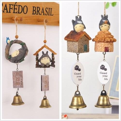 TOTORO Wind Chime Metal Bell Windbell Kids Studio Ghibli PVC Action Figure Resin Collection Model Toy Doll Gifts