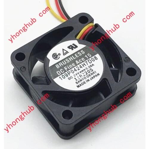 SANYO DENKI 109P0424H7D08 DC 24V 0.08A 40x40x15mm Server Cooling Fan