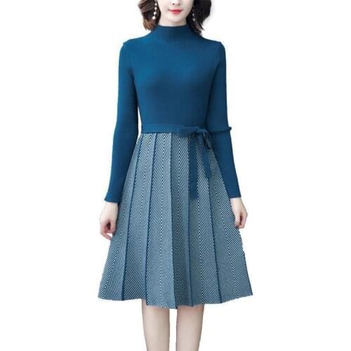 Womens Sweater Mid-Length Bottoming Shirt Jacket 2021New Style Dress Female Over-The-Knee Knitted Wool Vestidos Inside Top A445