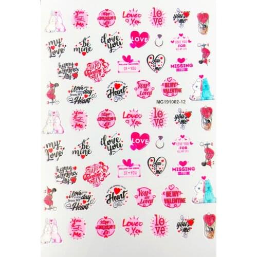 1 sheet 3d DIY Nail Art Sticker Adhesive Sticker Decals Tool rabbit love shape Nail Art Tattoo Decoration Z0240