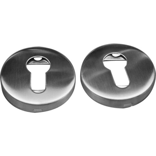 1 Pair Round Dual Chrome Stainless Steel Brushed Anti Corrosion Replace With Screws Keyhole Covers Set Euro Profile Escutcheon