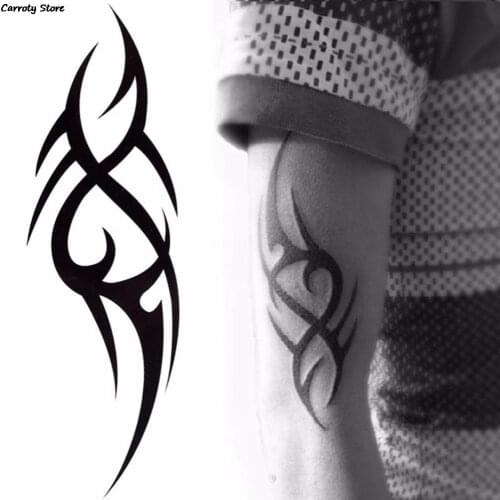 1PC Fashion Man 3D Temporary Tattoo Sticker Black Roses Flower Design Arm Body Art Large Fake Tattoo Sticker