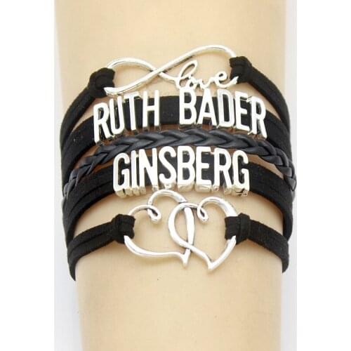 10PC/lot Infinity Love Ruth Bader Ginsberg Double Heart Charm Heart Suede Braid Wrap Bracelets Charm Bracelet Women Men Jewelry