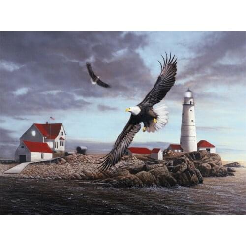 Hot Selling 1000Pcs/set Paper Jigsaw Puzzles Coastal Scenery with House Eagles Lighthouse Puzzles for Kids Adults LBV
