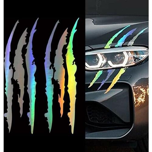 37x12cm Car Sticker Reflective Monster Claw Marks Scratch Stripe Marks Headlight Decal Dinosaur Raptor Scratches Decor Stickers