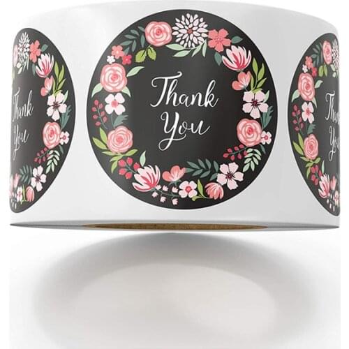 Thank You Stickers Floral Stickers for Company Giveaway Party Favors Labels Mailing Supplies Funcy Flower Print 50-500pcs