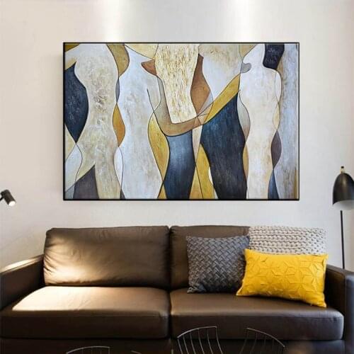 Abstract Hand painted Lover Rain Canvas Painting Nordic Posters and Prints for Living Room Bedroom Home Wall Art Decor No Frame