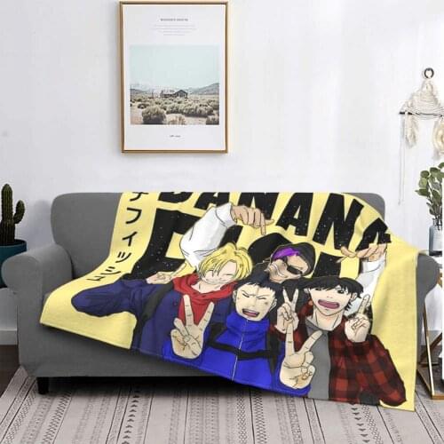 Banana Fish Friend Group Blanket Flannel Summer Ash X Eiji Portable Ultra-Soft Throw Blanket for Bedding Couch Bedding Throws