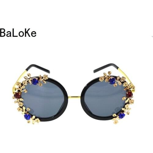 Baroque European Styles Brand Designer Ladies Crystals Carved Sunglasses Exaggerated Party Sun Glasses Women Outdoor Eyewear
