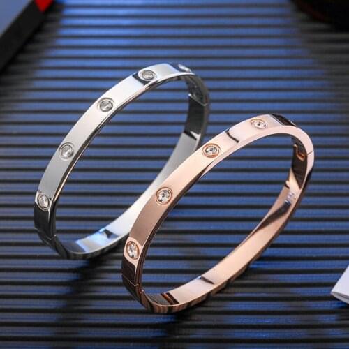 Brand Stainless Steel Woman Man Lovers Bracelet High Quality Ten CZ Wild Jewellery Wholesale