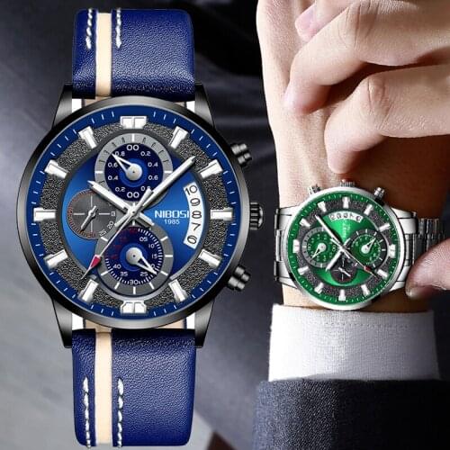 NIBOSI Watch Men Top Brand Luxury Mens Watches Sports Full Stainless Steel Waterproof Business Quartz Watch Relogio Masculino