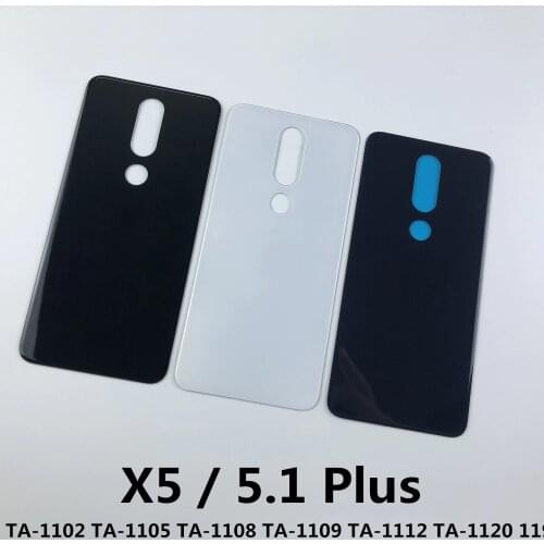 For Nokia X5 5.1 Plus TA-1102 TA-1105 TA-1108 TA-1109 TA-1112 TA-1120 1199 Glass Housing Battery Back Cover+Sticker glue