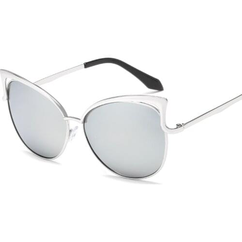 European and American fashionable lady new personality dazzle color cat eye metal fashion with a shade mirror