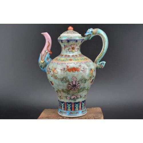 Antique QingDynasty porcelain teapot,pastel,Dragon,Home Decoration collection & adornment,#02