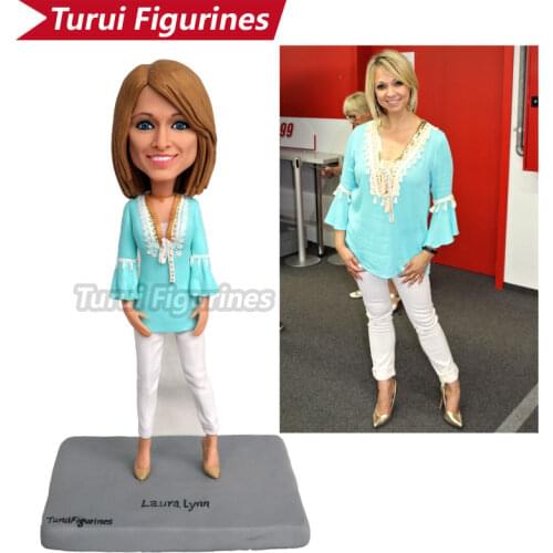 Bobblehead custom Laura Lynn ooak dolls clay mini statue by Turui Figurines collectible resin toy handmade gift for idolater