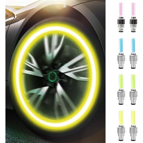 FORAUTO 2PCS Car Wheel LED Light Motocycle Bike Light Tire Valve Cap Decorative Lantern Tire Valve Cap Flash Spoke Neon Lamp