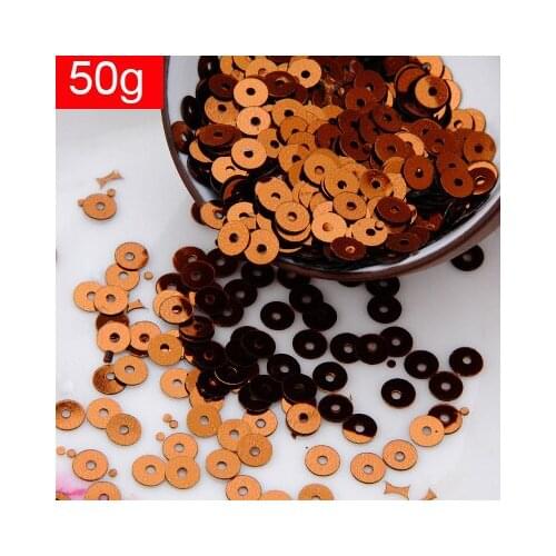 LNHOME-50g(10000pcs) 4mm Flat Round Loose Sequins Paillettes Sewing Wedding Craft Good Quality 3# Coffee Brown Confetti